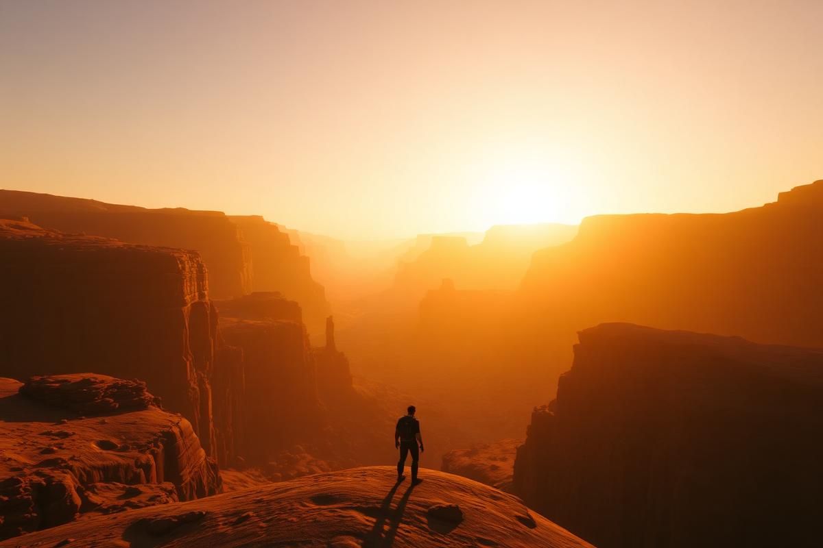Golden hour from the eastern overlook, no filters, in-engine only.